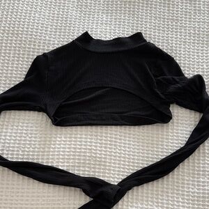 All Black Ribbed mockneck shrug